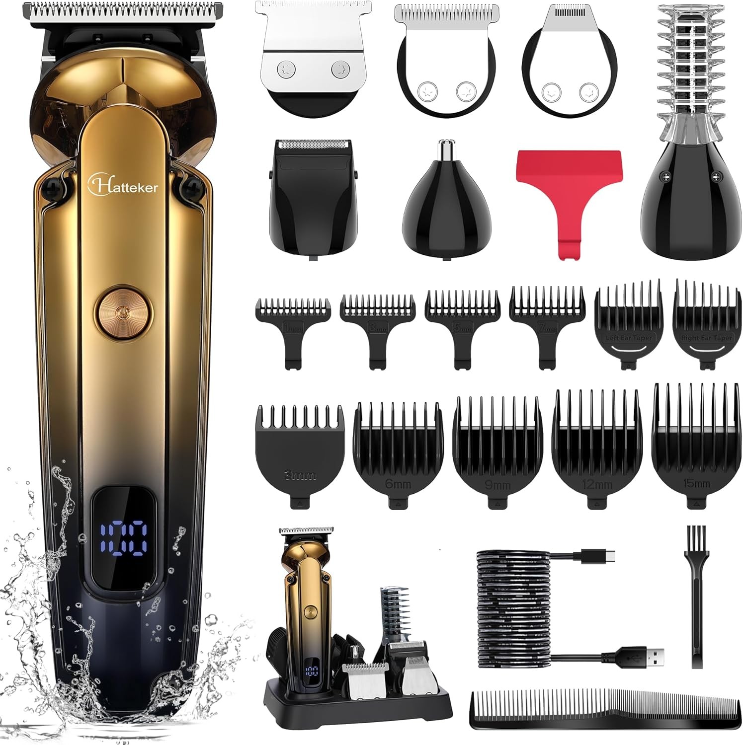 Hatteker Men's Beard Trimmer Kit Electric Razor Shaver Profe