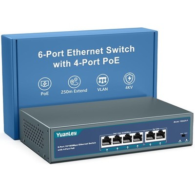 YuanLey PoE-Switch 4 Port 100M PoE 78W