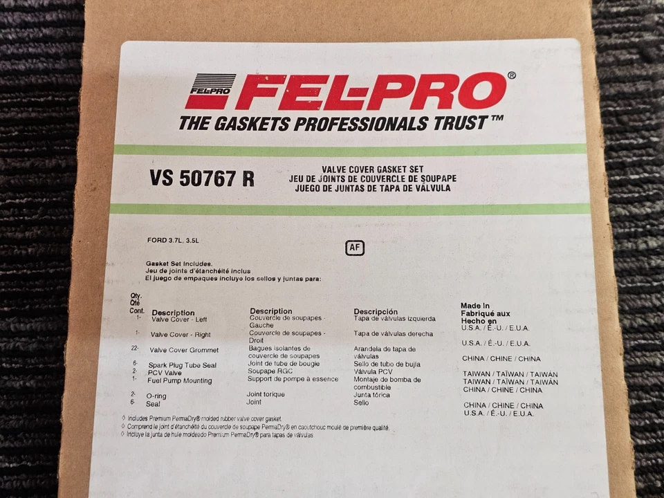 Junta de cubierta de válvula de goma moldeada Fel-Pro VS 50767 R para Mazda CX-9 2007-2013 Foto 3 de 4