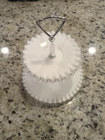 Fenton White Milk Glass Silver Crest 2 Tier Handled Tidbit Serving Tray Vintage