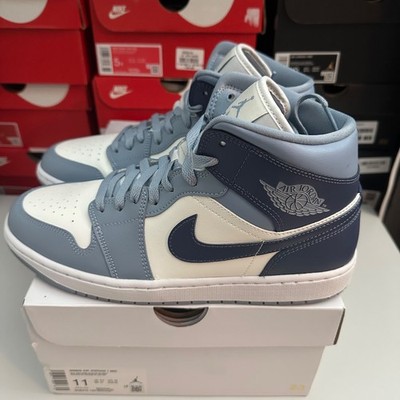 Air Jordan 1 Mid EU43 Diffused Blue White - Nike Sneaker Blau Neu | Bq6472-140
