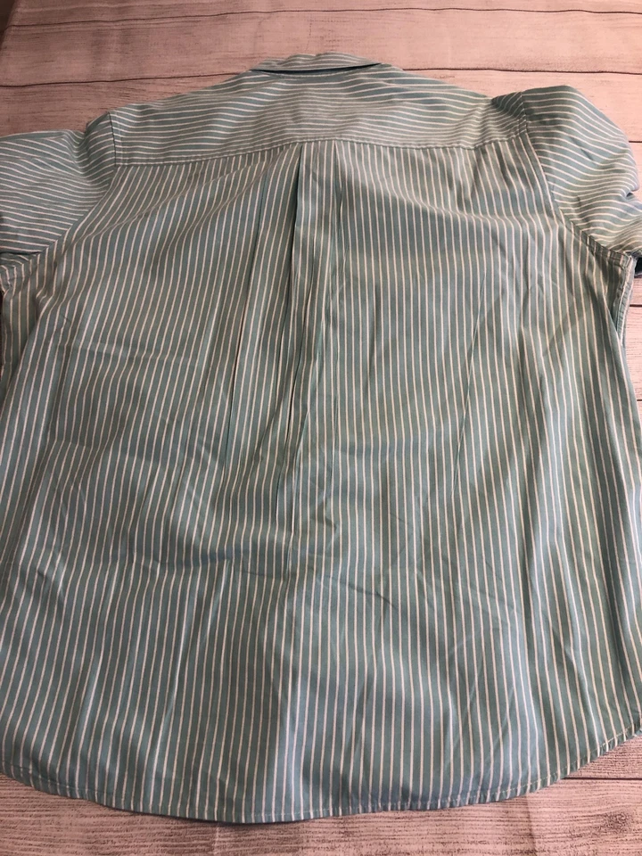 Camisa de vestir Club Room para hombre 2XL verde a rayas con botones manga larga bolsillo Foto 4 de 4