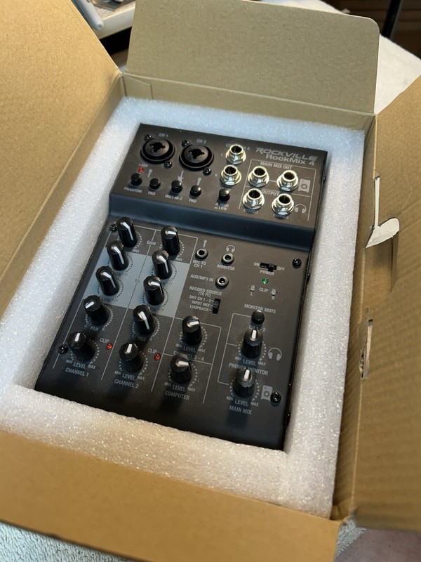 Rockville RockMix 4 Channel Mic/Instrument Pro Recording Mixer+USB Interface/EQ