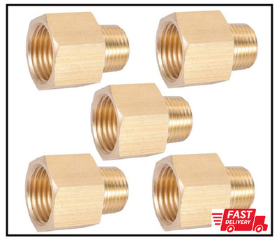 5 Pack Brass Pipe Fitting 3/8'' NPT Thread Male to 1/2'' NPT Thread Female Reducer