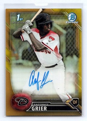 Anfernee Grier 2016 Bowman Draft Chrome Draft Pick Auto Gold Refractor #/50