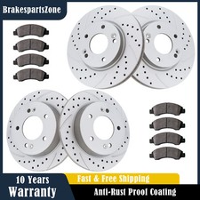 Front Rear Brake Rotors Pads fit for Hyundai Elantra Veloster Kia Forte Slotted