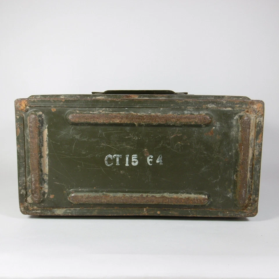 CASSETTA SCATOLA MILITARE PORTA MUNIZIONI METALLO ESERCITO FRANCESE VINTAGE 1951 - Immagine 4 di 4