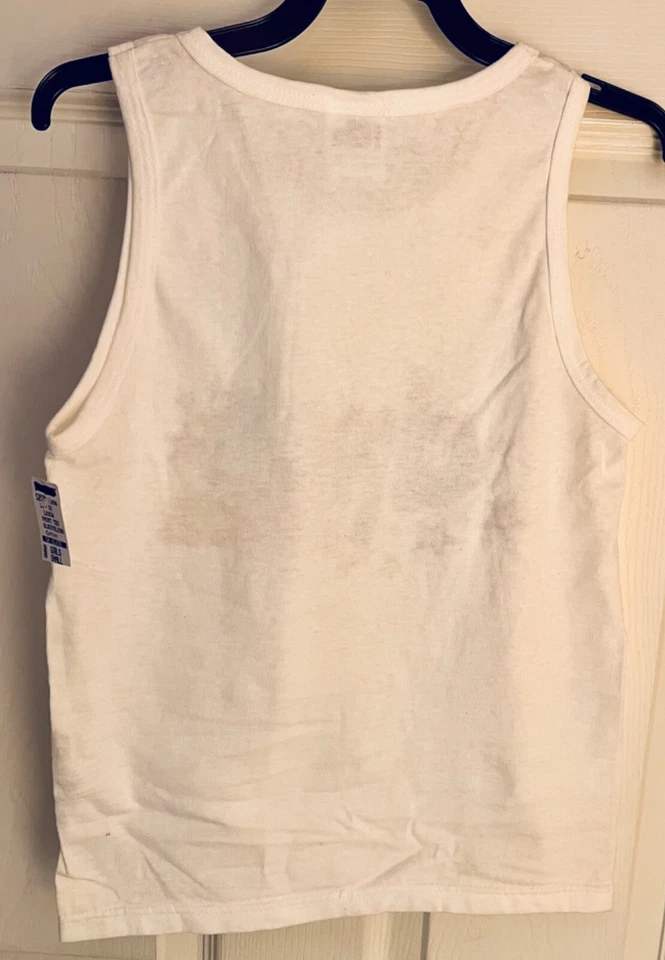 "CHEER PRINCESS" GLITTER GRAPHIC GIRLS SMALL WHITE COTTON TANK BEACH COVER UP  S - Image 4 of 4