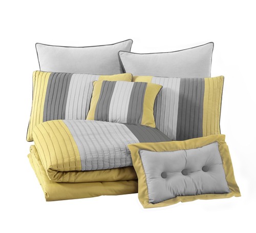 Chezmoi Collection 8-Piece Comforter Set Luxury Pleated Stripe Bedding Set - Picture 8 of 34