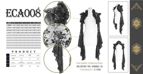 Mantón gótico de encaje para damas estilo palacio manga trompeta sexy capa espectáculo de Halloween - Imagen 4 de 20