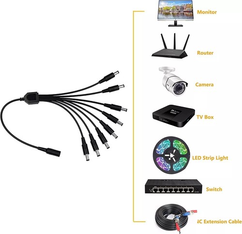 8 In 1 Splitter Power Cable Adapter For CCTV DVR/Camera - Picture 2 of 4