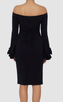 xscape black off the shoulder dress Xscape Women's Ruffle Off-the-Shoulder Gown, Black, 14