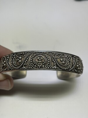BALI Sterling Silber aufwendige handgelötete Perlen Manschette Armband (7'')
