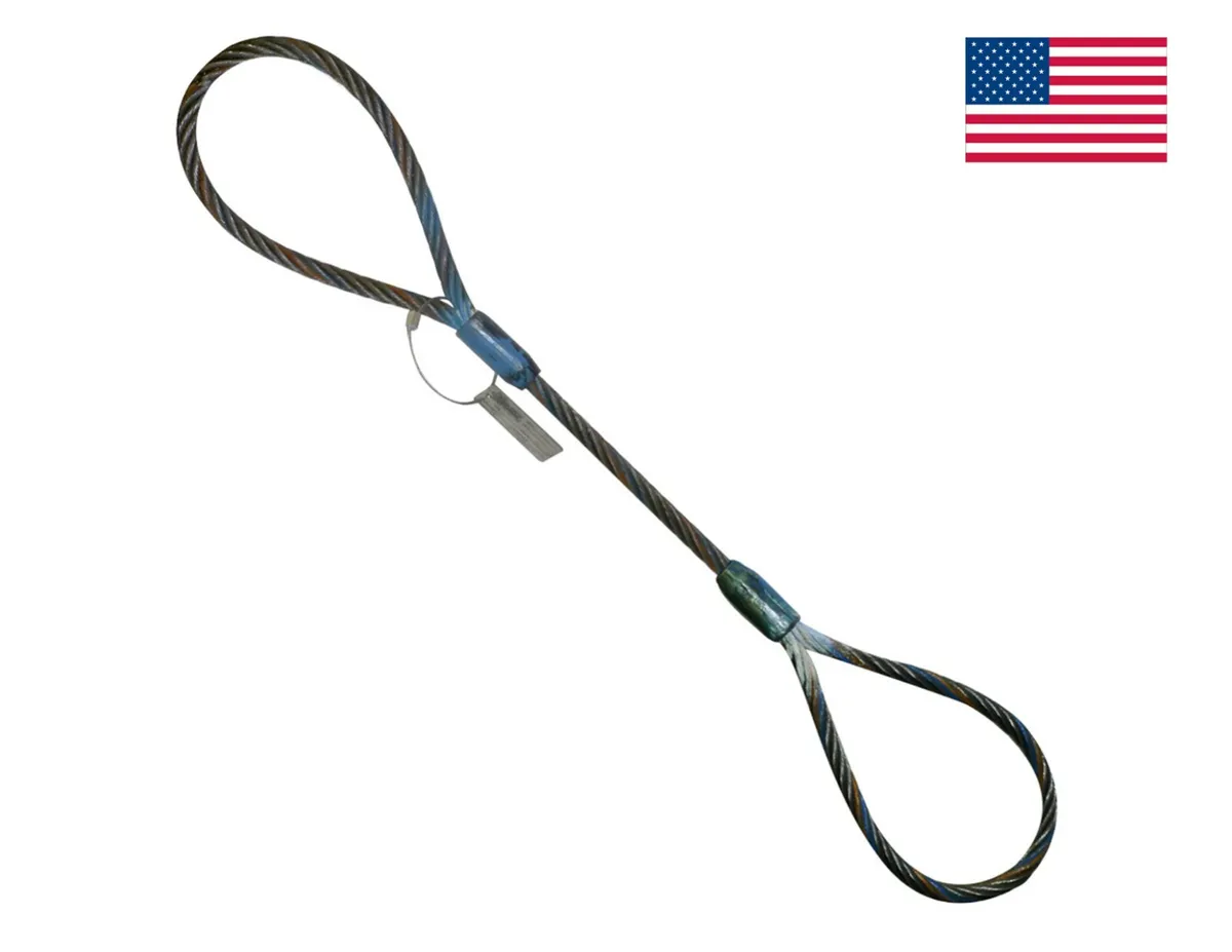 Wire Rope Choker 3/8 x 12' Lifting Sling Crane Tagged 1.4 Ton USA