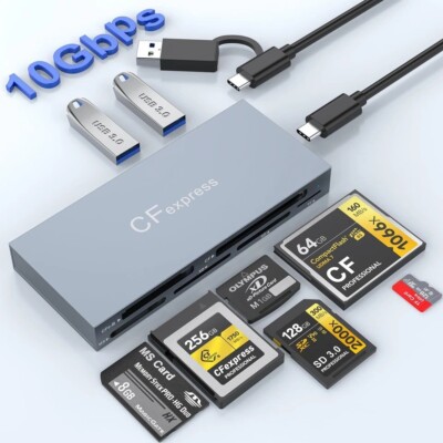 8 in 1 CFexpress Type B Card Reader, 10Gbps Multi CF Express Reader for CFexp...