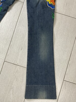 Vintage RARE EVISU Embroidered Denim Jeans Boot Cut Size 28 | eBay
