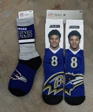 2 Pack NFL Baltimore Ravens Gift Set OSFM Socks Double Deuce Lamar Jackson MED