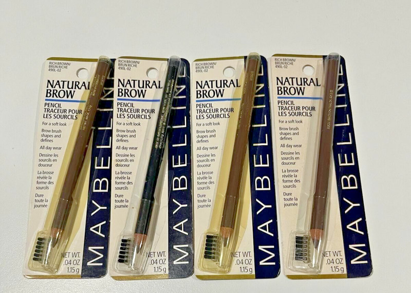 4PCS MAYBELLINE NATURAL BROW PENCIL FOR SOFT LOOK RICH BROWN 490L-02 .04 OZ NIP