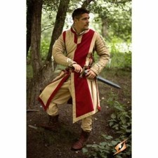 Basic Medieval Tunic Reenactment Clothing Tabard Surcoat Red Beige Color