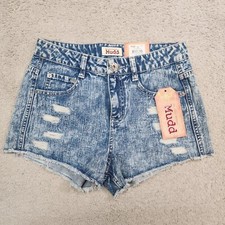 NWT Mudd High Rise Shortie Shorts Acid Washed Distressed Frayed Hem Size 3