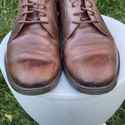 Clarks Shoes Mens 12 Brown Leather Plain Toe Oxford Lace Up Cushioned Ortholite Clarks Shoes Mens 12 Brown Leather Plain Toe Oxford Lace Up  main image 4