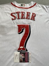 CINCINNATI REDS- SPENCER STEER AUTOGRAPH #7 HOME WHITE NIKE JERSEY JSA AT33340