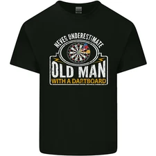 An Old Man With a Dart Board Funny Player Mens Cotton T-Shirt Tee Top