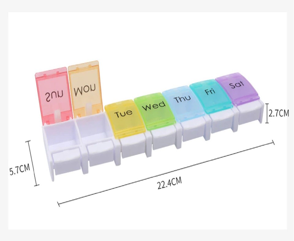 Large 7 Days Weekly Pill Box Colourful Tablet Storage Case Medicine ...