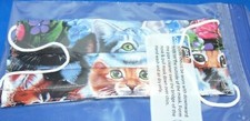 USA Made Cotton Pleated Adult 1-SZ Face Mask Kitty Cats Flowers Cat