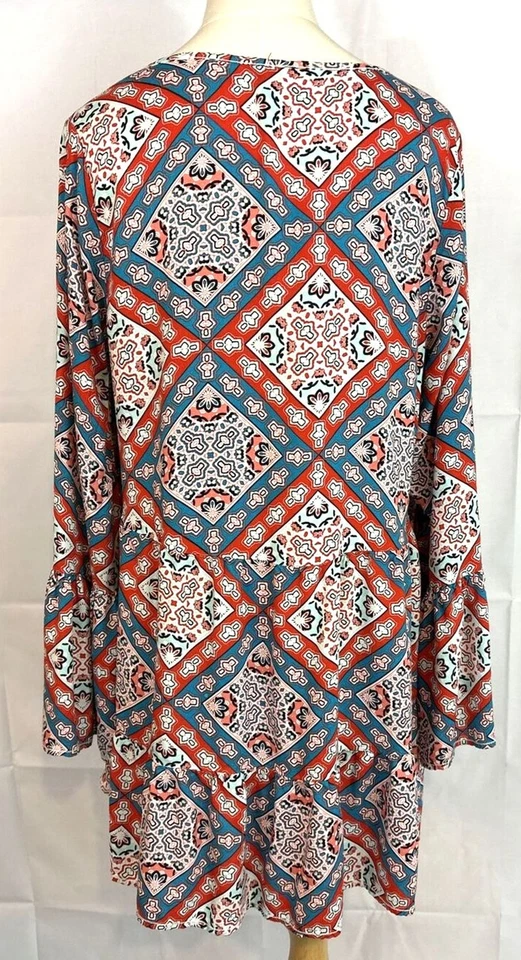 New Directions Weekend Womens Dres Size Ox Ruffled Sleeve and Hem Tie Closure  - Image 4 of 4