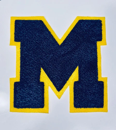 UNIVERSITY OF MICHIGAN LETTERMAN LETTER M BLUE MAIZE PATCH WOLVERINES 6.5"