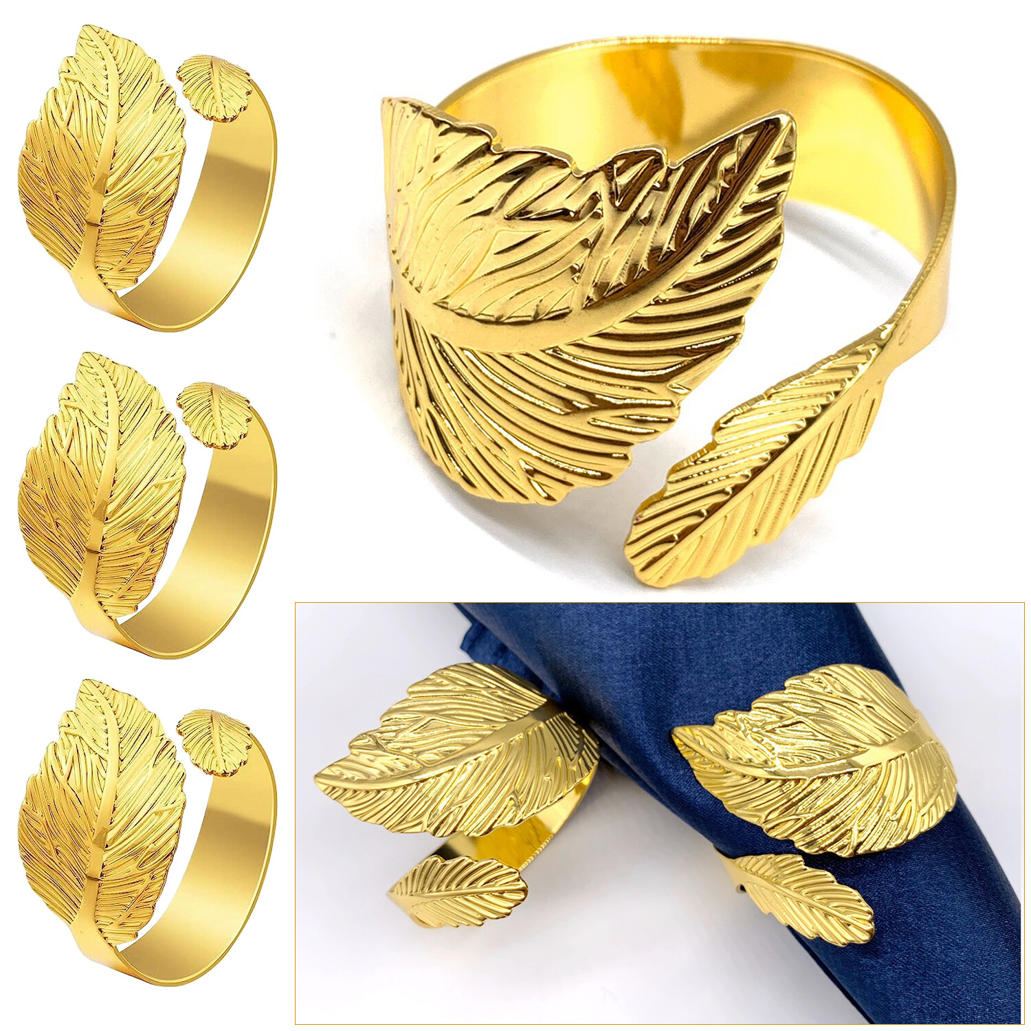 Tischdekoration Serviettenring Handtücher Halter Schnalle Blattgold Design Hochzeit