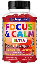 Kids Magnesium Citrate Gummies, Calm Mood, Relaxation, Sleep Support 60Ct
