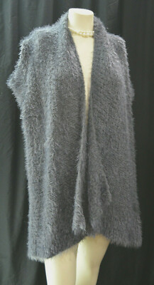 G SHAGGY loop CARDIGAN SWEATER COAT Jacket long vest open chic free size M L NEW