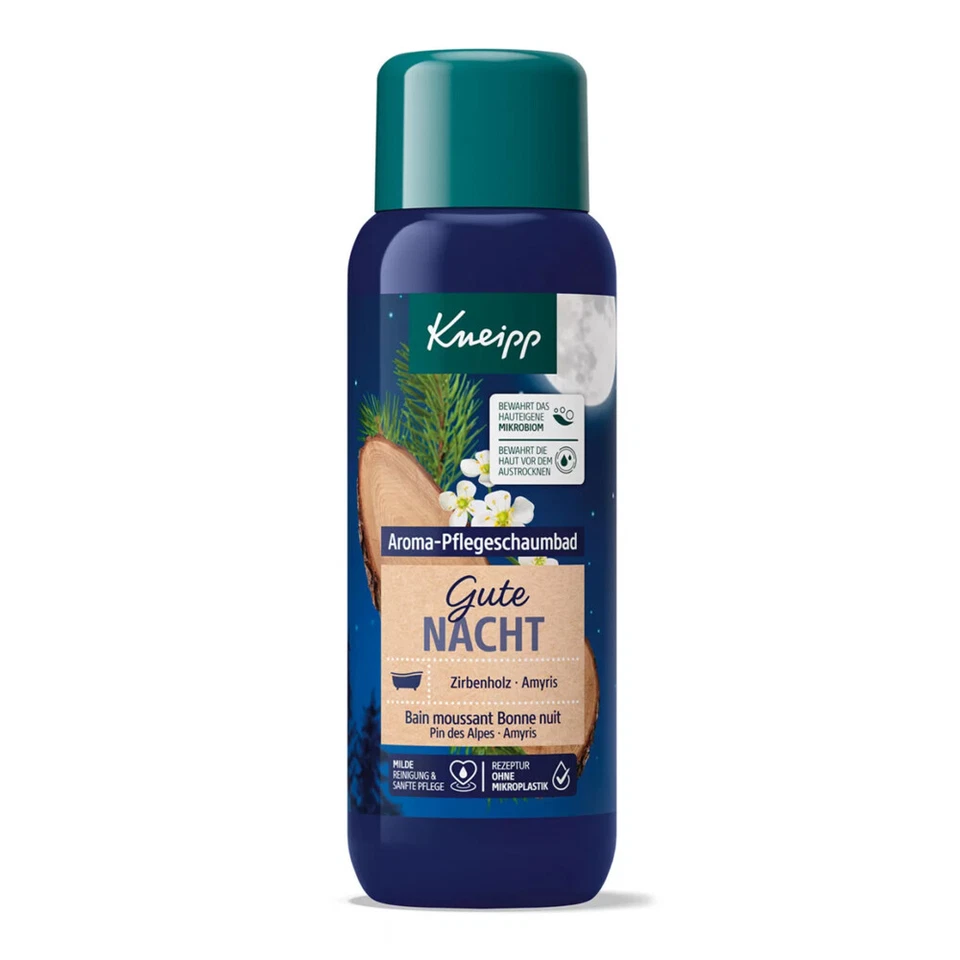 Espuma de baño vegana Kneipp Goodnight con extracto de pino calmante - sueño profundo 4x400 ml Foto 2 de 3