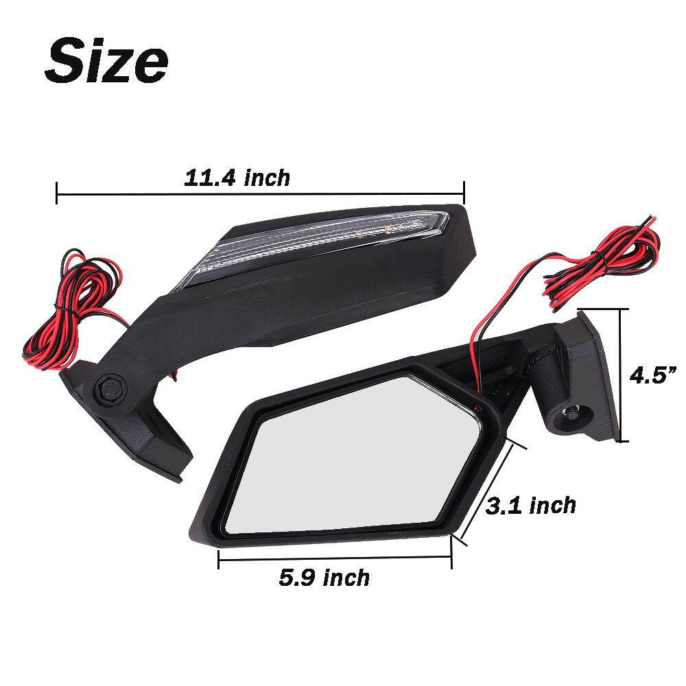 GOOFIT X3 UTV Side Mirrors With LED Turn Signal Indicator Position Lights Double Sided Rear View Mirror 360°Adjustable Replacement For Maverick X3 Max 4x4 RS DS MR RC Turbo R RR 2017-2022