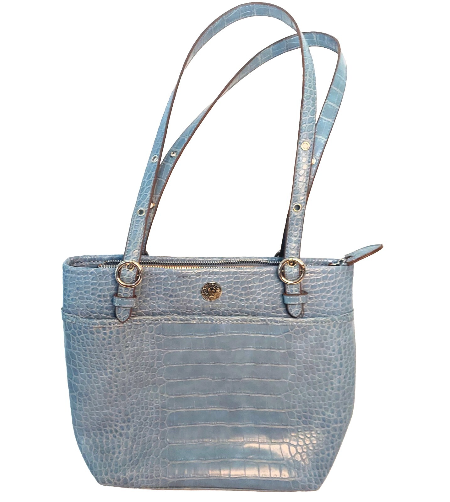 Anne Klein Blue Alligator Skin Faux Leather Purse Tot… Gem