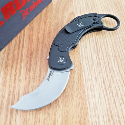 Krudo SNAG Framelock Folding Knife 3'' 9Cr18MoV Steel Curved Blade Stainless/G10