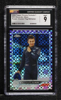 2022 Chrome Formula 1 Purple Checker Flag Refractor Alexander Albon CGC 9 0s07