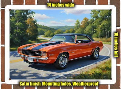 Metal Sign - 1969 Chevrolet Camaro Z/28 RS Oil Painting - 14x10