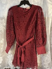 Hidden Label Women’s Lace Dress Zip Back Button Sleeves Size Small NWOT