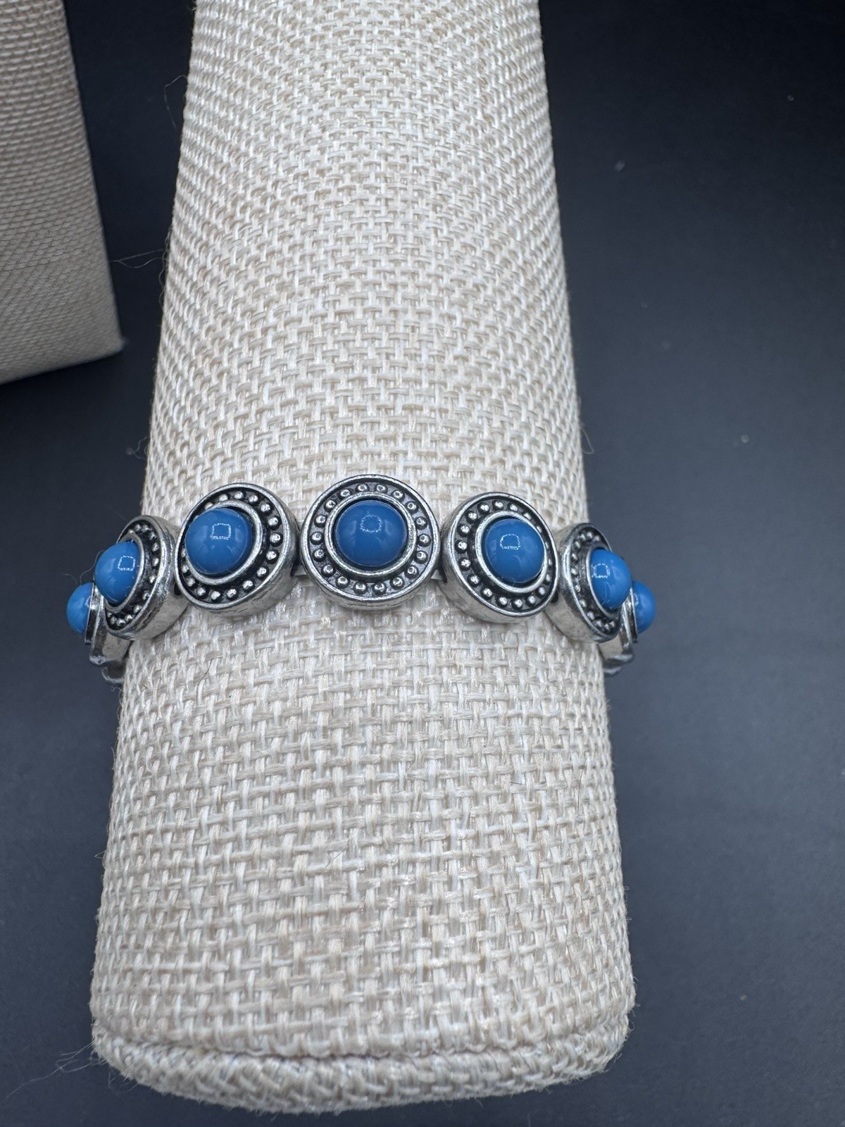 Paparazzi Turquoise Blue Stretch Bracelet Silver Tone Boho Western Statement