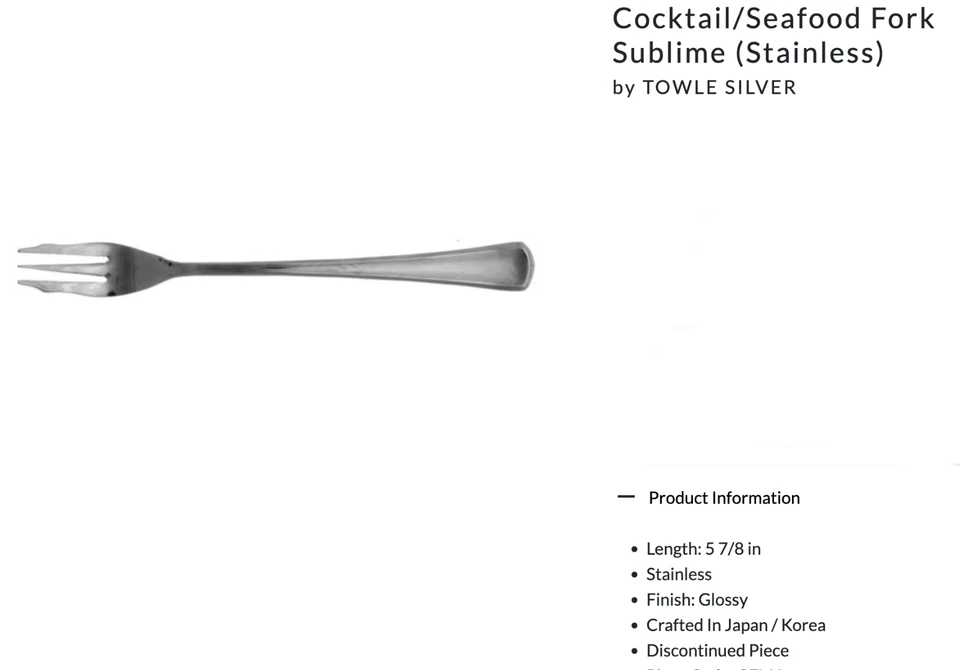 4 Cocktail/Seafood Fork Sublime (Stainless) by Towle Silver 5 7/8" bevel edge - Image 4 of 4