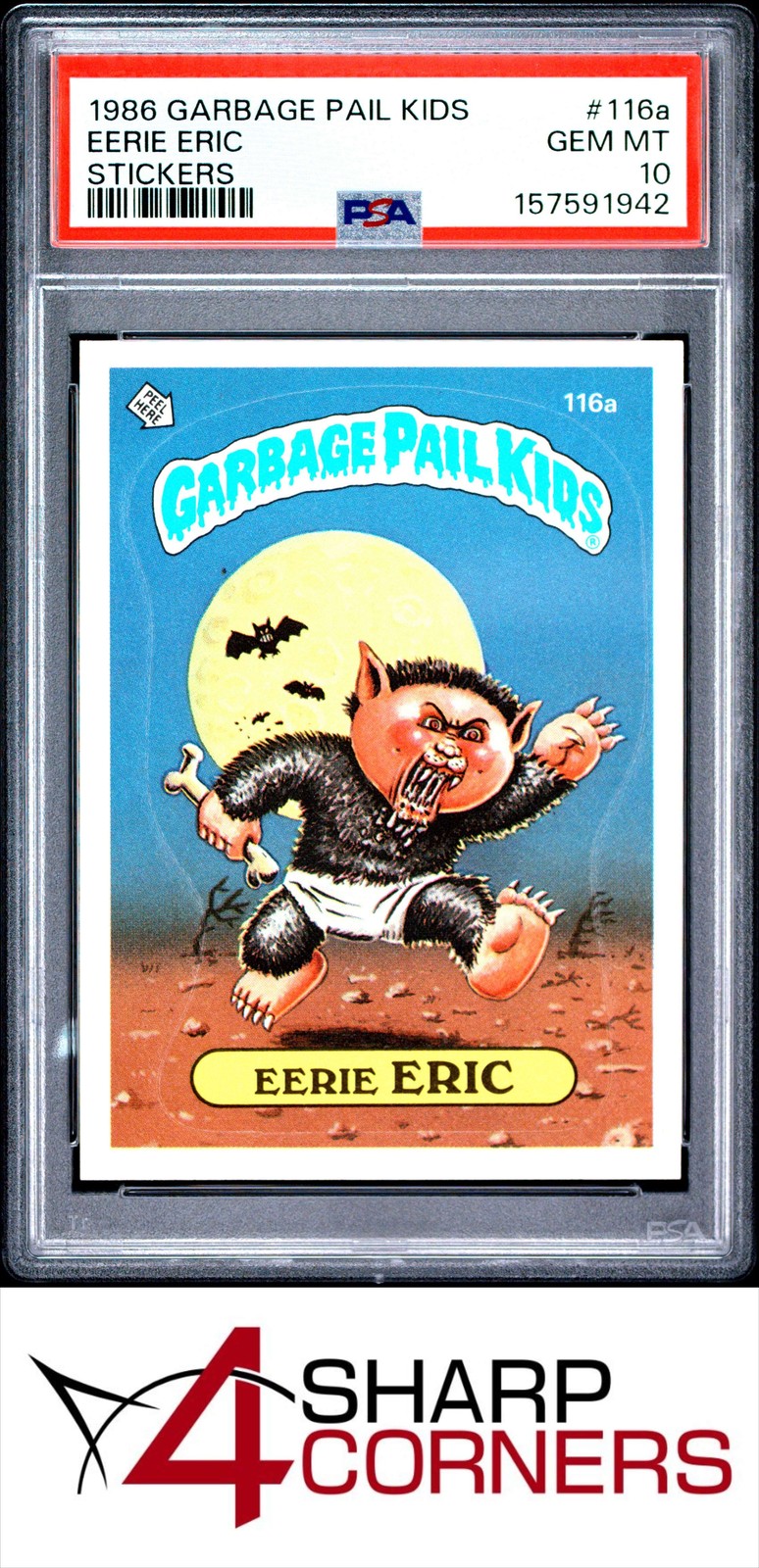 1986 GARBAGE PAIL KIDS STICKERS #116a EERIE ERIC SERIES 3 PSA 10 view 1