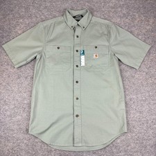 Carhartt Rugged Flex Button Down Shirt Relaxed Fit Green Mens Small S