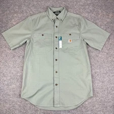 Carhartt Rugged Flex Button Down Shirt Relaxed Fit Green Mens Small S