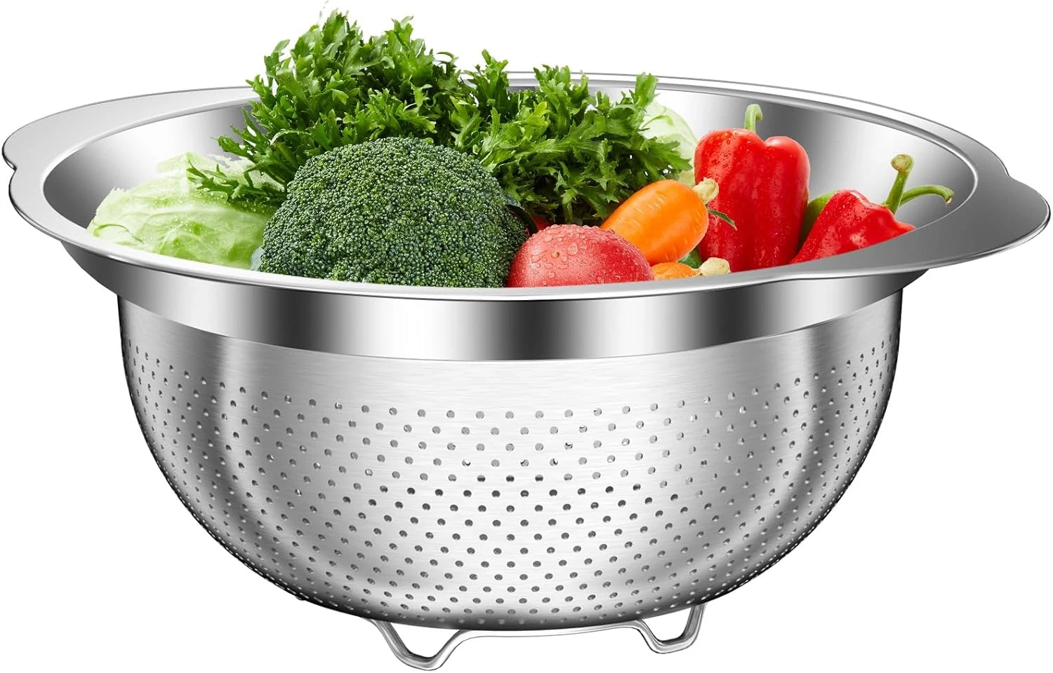 Colador Acero Inoxidable 5 Cuartos Pasta Frutas Verduras Grande Mango 1 Unidad