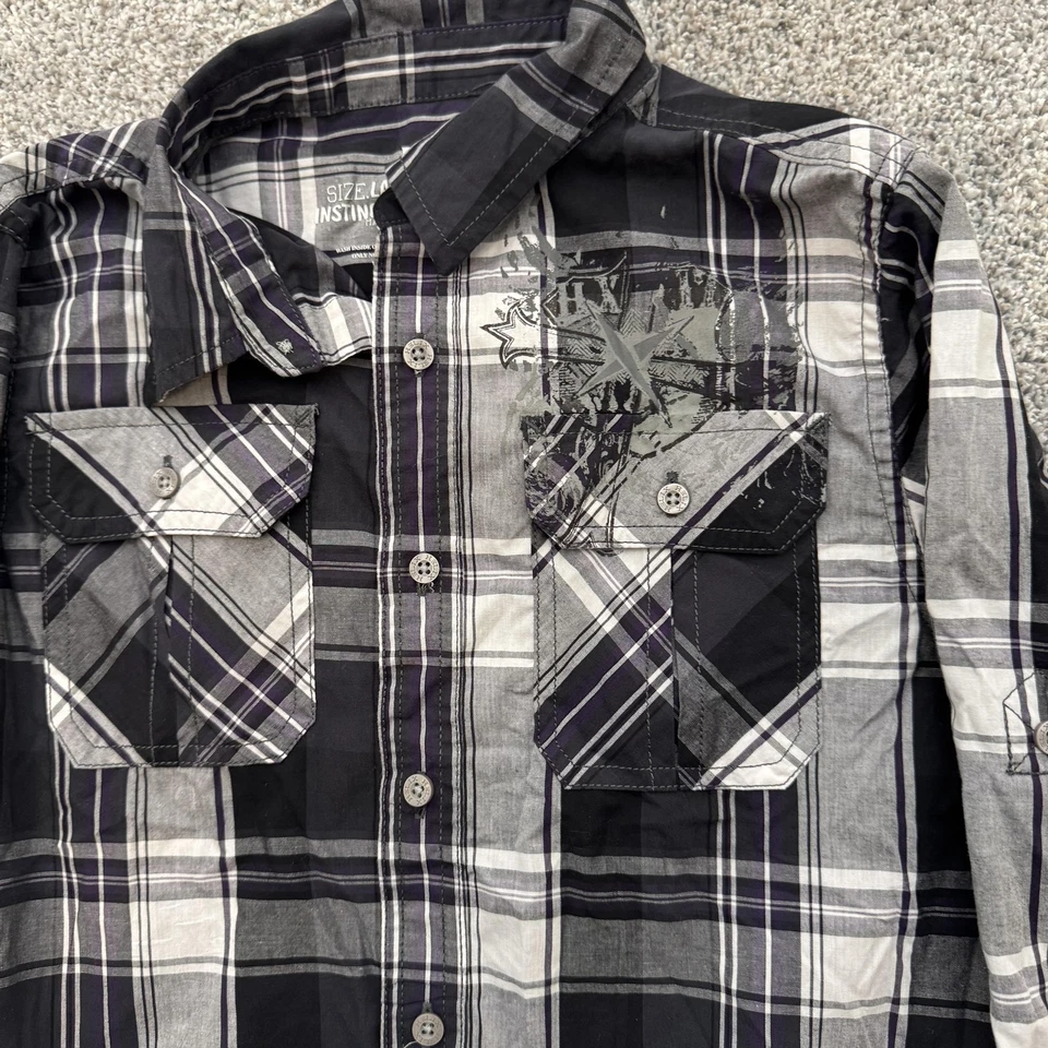 Helix Shirt Mens Large Plaid Long Sleeve Western Graphic Pocket Casual - Image 3 of 4