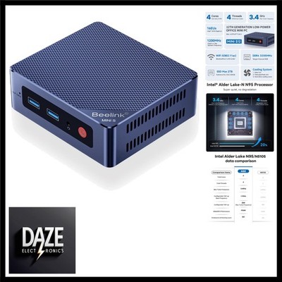 Mini S12 Mini PC, Intel 12. Prozessor N95 4C/4T, bis zu 2.9Ghz, 8G 256G M.2 S...