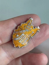 Vintage West Virginia State Shape Tourist Enamel Lapel Pin Huntington Charleston